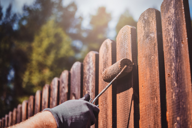 Painting Fence with roller